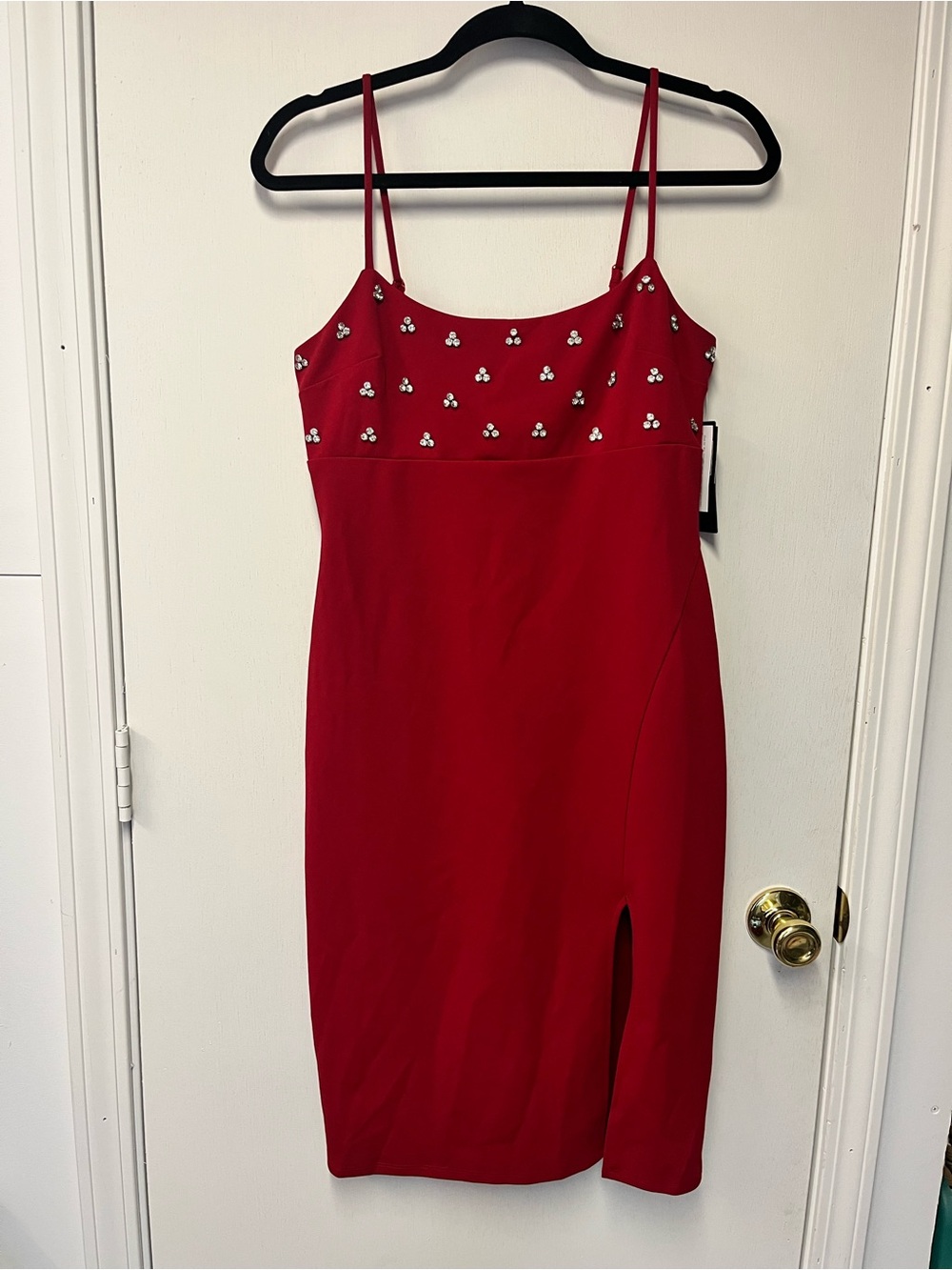 NWT City Studio Red Rhinestone Midi Dress